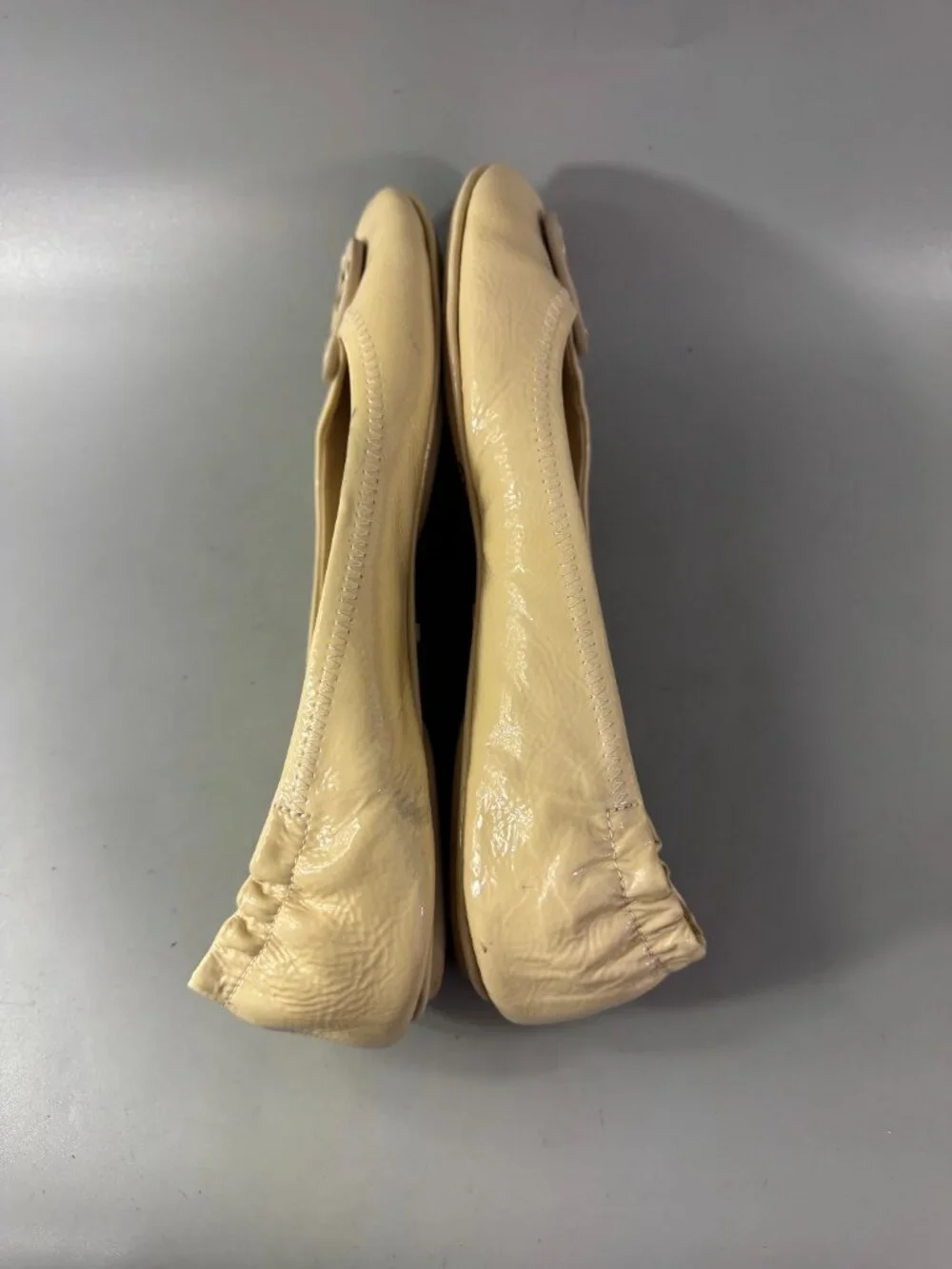 Tory Burch Neutral Patent Leather Ballet Flats, Size 10 M